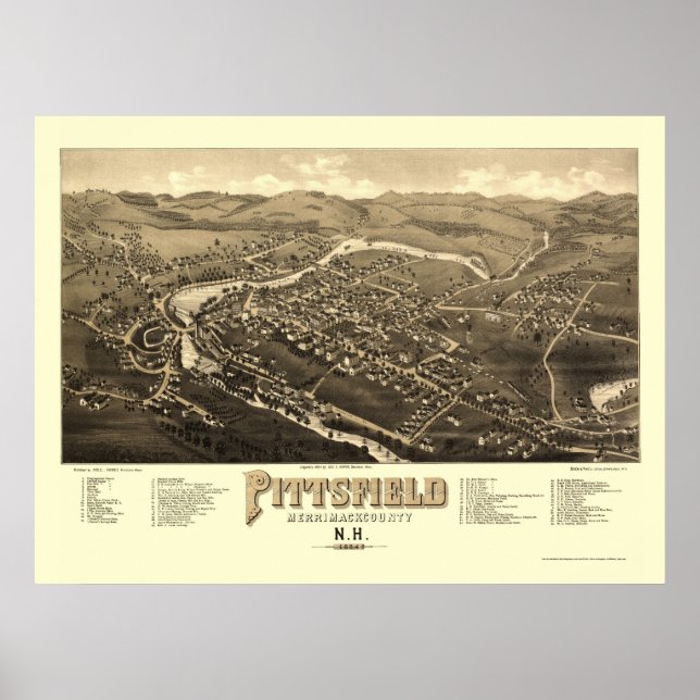 Pittsfield, NH Panoramic Map - 1884 Poster (Front)