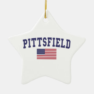 Pittsfield US Flag Ceramic Tree Decoration