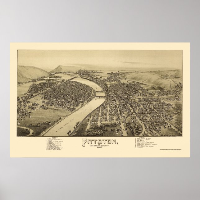 Pittston, PA Panoramic Map - 1892 Poster (Front)