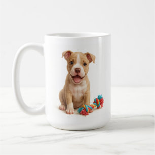 Pitty Party – Pitbull Puppy with Colourful Rope To Coffee Mug