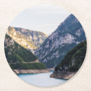 Piva river canyon in the northern Montenegro. Round Paper Coaster