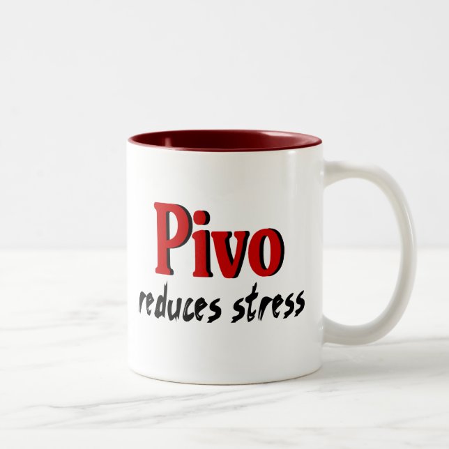 Pivo reduces stress Two-Tone coffee mug (Right)