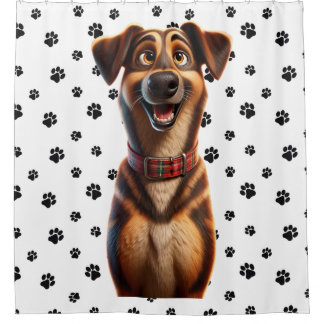 Pixar-Inspired Smiling Pup Shower Curtain
