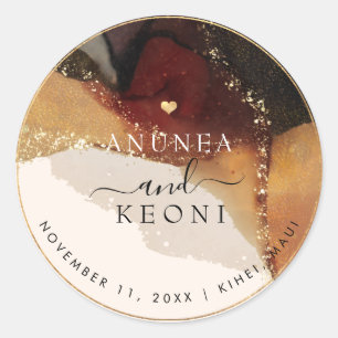 PixDezine Abstract Ink Alcohol Faux Gold  Classic Round Sticker