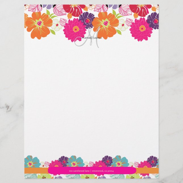 PixDezine Alegre Retro Floral Letterhead Design (Front)