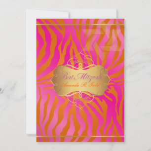 PixDezine Bat Mitzvah/star of david+zebra stripes Invitation