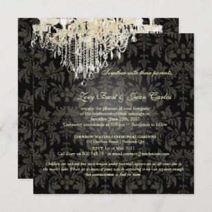 PixDezine CRYSTAL CHANDELIER+BAROQUE DAMASK Invitation