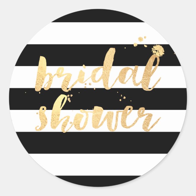 PixDezine dazzled faux gold/bridal shower Classic Round Sticker (Front)