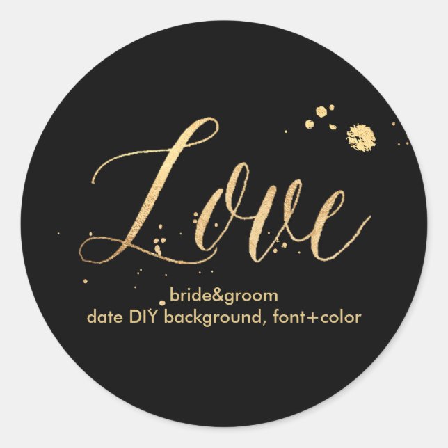 PixDezine dazzled faux gold/love Classic Round Sticker (Front)