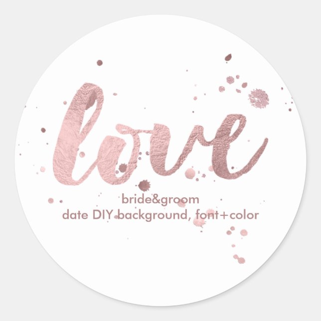 PixDezine Dazzled Faux Rose Gold/love Classic Round Sticker (Front)