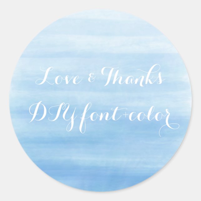 PixDezine digital watercolor/placid blue Classic Round Sticker (Front)