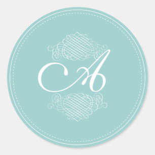 PixDezine DIY monogram+colour/fancy scrolls Classic Round Sticker