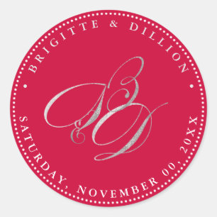 PixDezine Faux Silver Monogram (A-Z) Classic Round Sticker