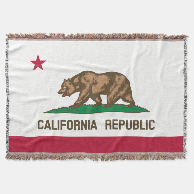 PixDezine Golden Bear/California State Flag Throw Blanket (Front)
