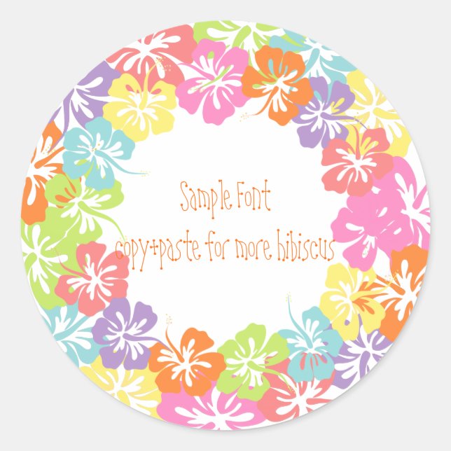 PixDezine hibiscus lei/DIY background colour Classic Round Sticker (Front)