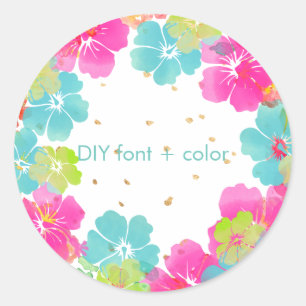 PixDezine hibiscus lei/DIY background colour Classic Round Sticker