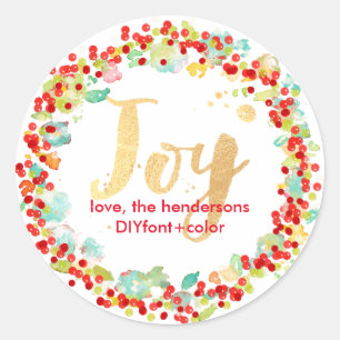 PixDezine holly berry/holiday wreath Classic Round Sticker