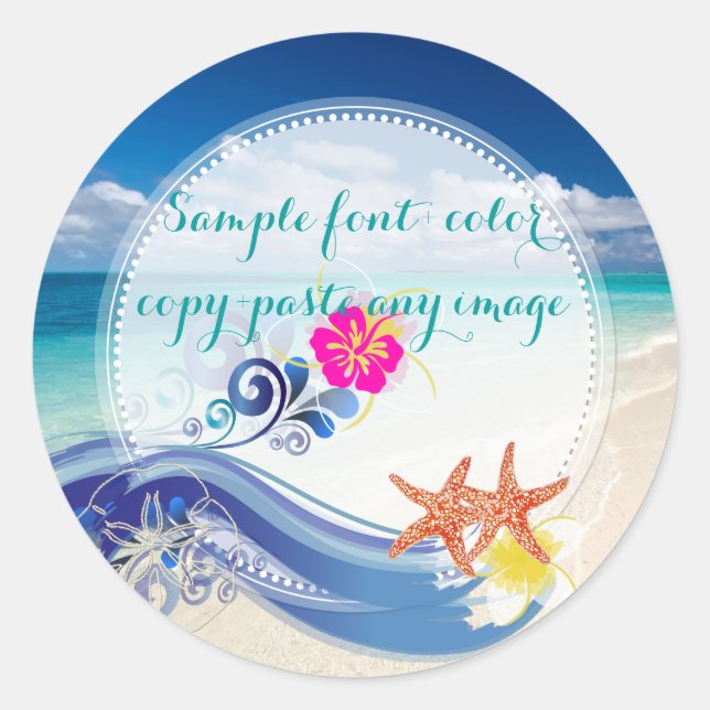PixDezine hulawaves/beach/dynamic design Classic Round Sticker (Front)