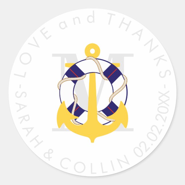 PixDezine nautical/anchor/lifesaver/ Classic Round Sticker (Front)