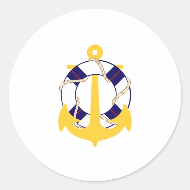 PixDezine nautical/anchor/lifesaver/ Classic Round Sticker (Front)