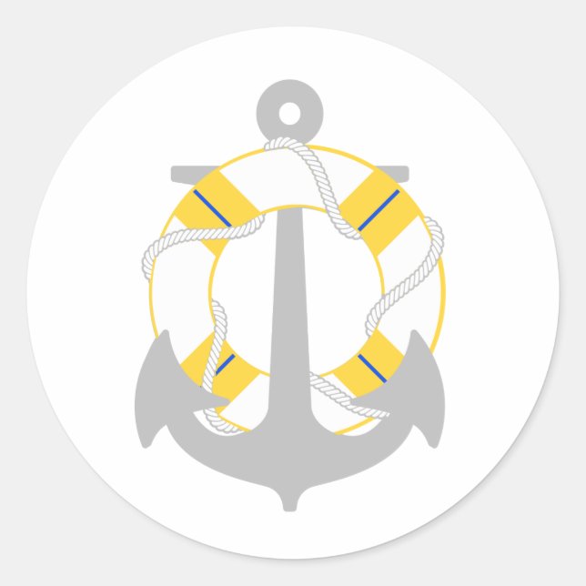 PixDezine nautical/anchor/lifesaver/ Classic Round Sticker (Front)