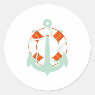 PixDezine nautical/anchor/lifesaver/ Classic Round Sticker