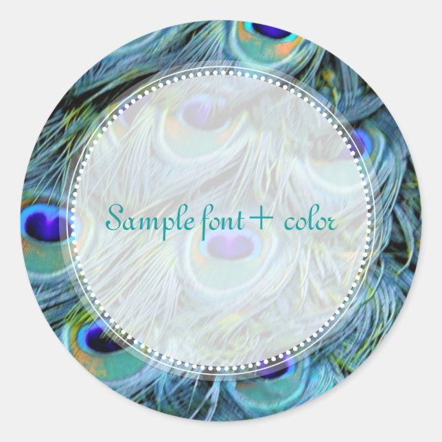 PixDezine peacock feather Classic Round Sticker (Front)