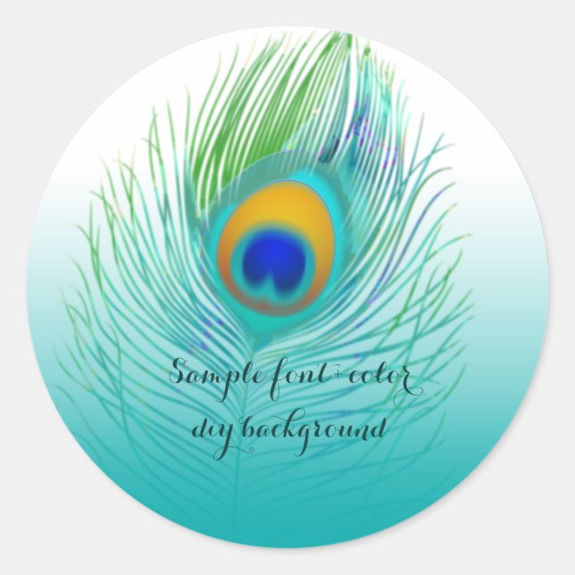 PixDezine peacock plume Classic Round Sticker (Front)