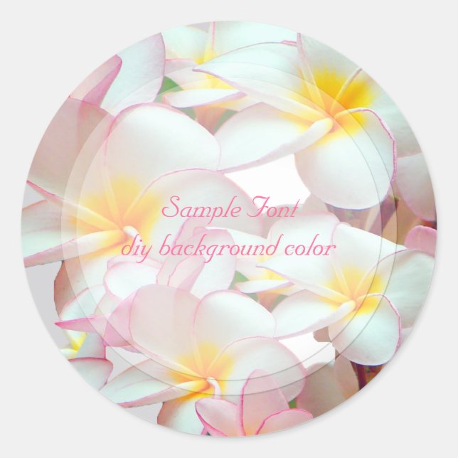 PixDezine pink plumeria/DIY background colour Classic Round Sticker (Front)