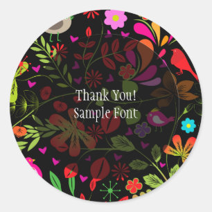 PixDezine retro tree/DIY background colour Classic Round Sticker