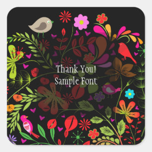 PixDezine retro tree/DIY background colour Square Sticker