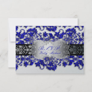 PixDezine rsvp tanza damask/royal blue Card