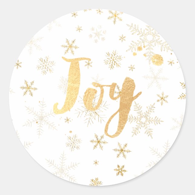 PixDezine snowflakes/dazzled faux gold Classic Round Sticker (Front)