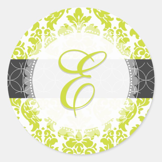 PixDezine versailles damask/monogram/diy colours Classic Round Sticker (Front)