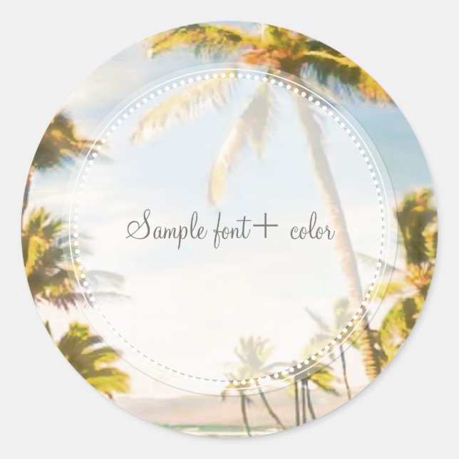 PixDezine vintage beach scene Classic Round Sticker (Front)