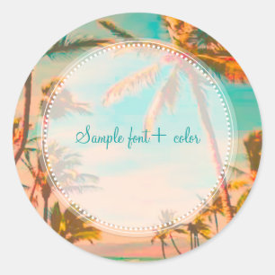 PixDezine vintage beach scene Classic Round Sticker