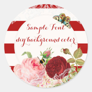 PixDezine vintage rose/DIY backgroundcolor Classic Round Sticker