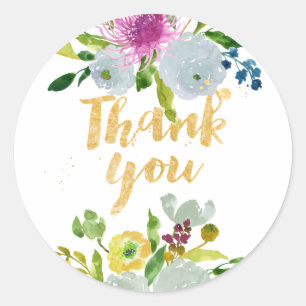 PixDezine watercolor floral/green ranunculus Classic Round Sticker