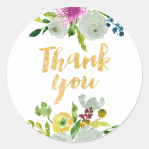 PixDezine watercolor floral/mint ranunculus Classic Round Sticker