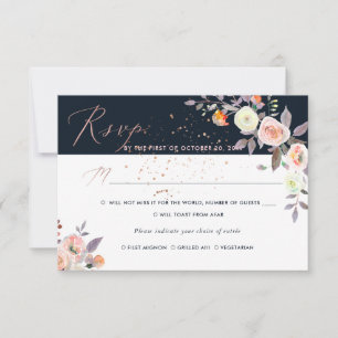PixDezine Watercolor Pastel Roses RSVP w Meal Invitation