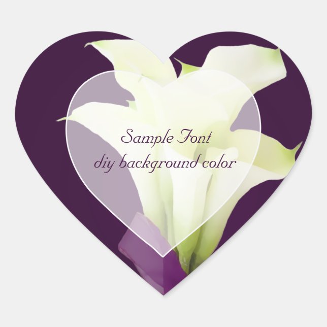 PixDezine white calla lily/DIY background colour Heart Sticker (Front)