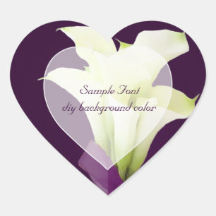 PixDezine white calla lily/DIY background colour Heart Sticker