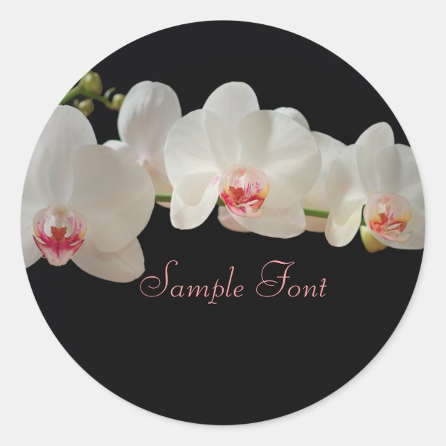 PixDezine white orchid/DIY background colour Classic Round Sticker (Front)