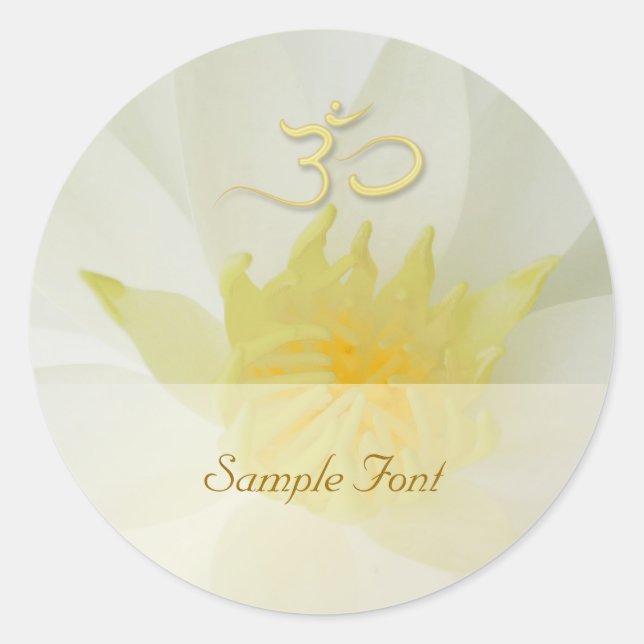 PixDezine white water lily+om Classic Round Sticker (Front)