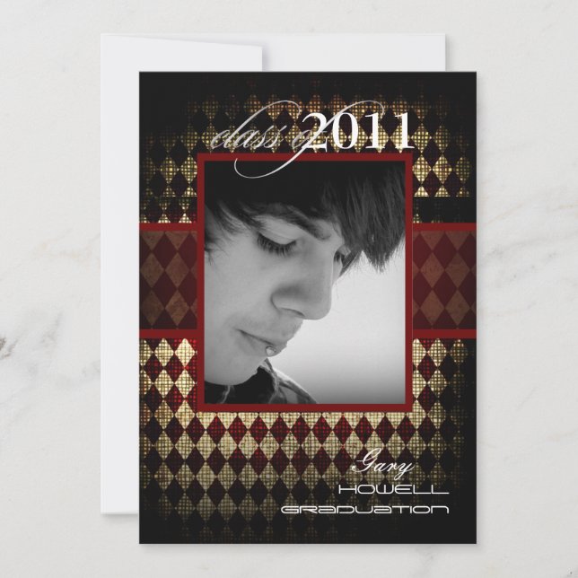 PixDezines 2011 Graduation, Harlequin Invitation (Front)
