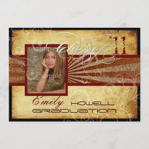 PixDezines 2011 Graduation, Vintage / Retro Rays Invitation