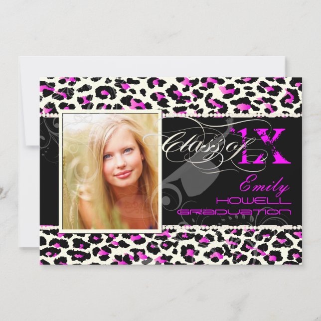 PixDezines 2012 Grads, cheetah print/diy colours Invitation (Front)