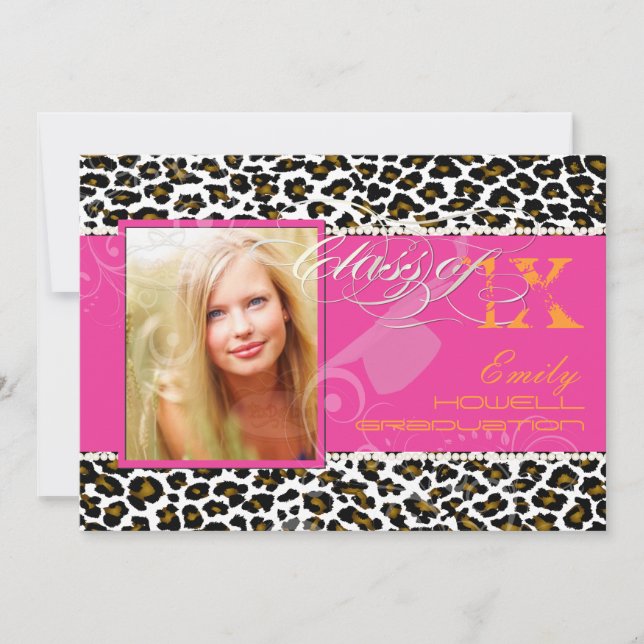 PixDezines 2012 Grads, cheetah print/diy colours Invitation (Front)