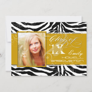 PixDezines 2012 Grads, zebra print/diy colours Invitation