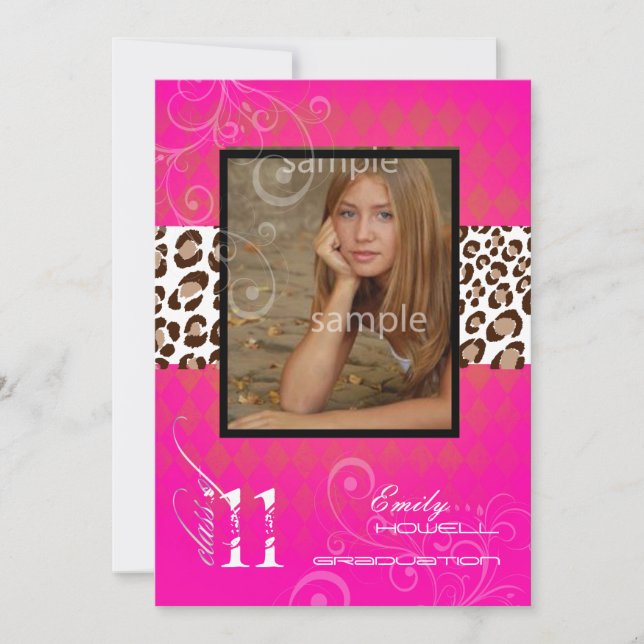 PixDezines 2012 graduation/leopard/diy background Invitation (Front)